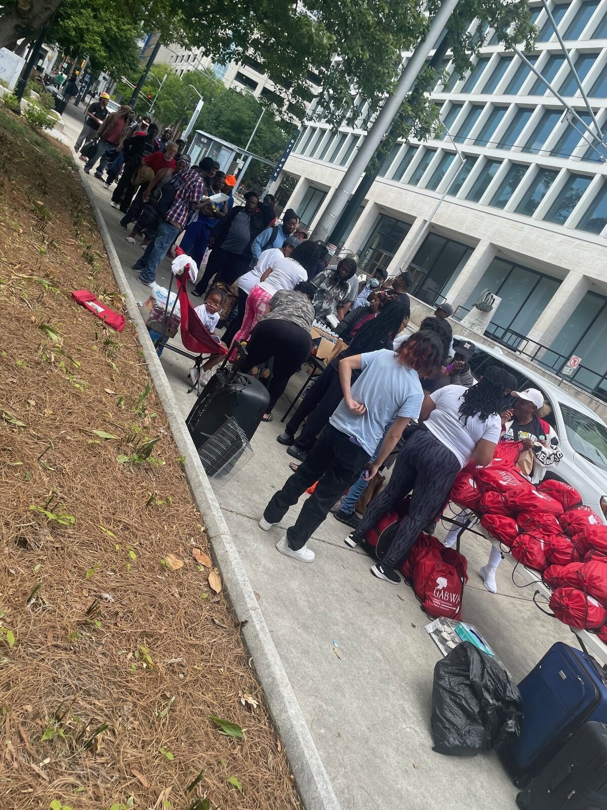 Community members gathered at outreach